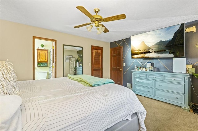 bedroom with carpet and ceiling fan