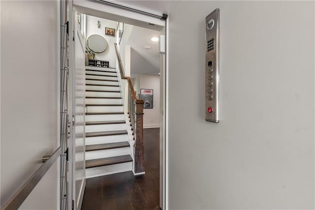307 Cedar Dust Dr, Decatur, GA 30030 - stairs featuring wood finished floors, recessed lighting, and baseboards