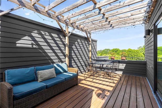 307 Cedar Dust Dr, Decatur, GA 30030 - deck with a pergola, outdoor dining area, and an outdoor living space