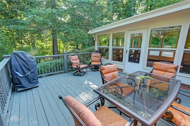 deck featuring area for grilling