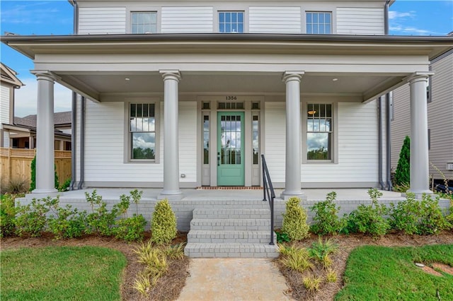 view of front facade featuring covered porch
