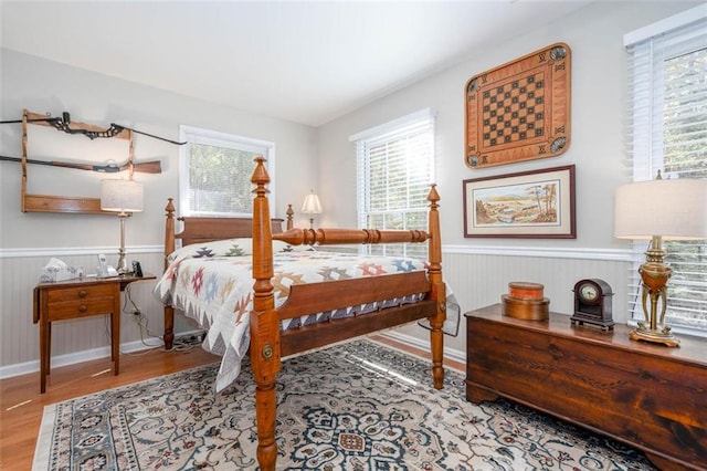 bedroom with light hardwood / wood-style floors