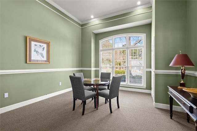 1024 Whitshire Way, Alpharetta, GA 30004 - carpeted dining area with ornamental molding and recessed lighting