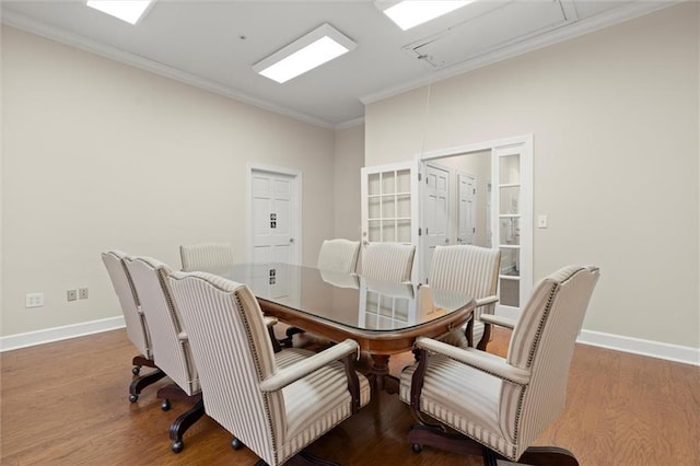 1024 Whitshire Way, Alpharetta, GA 30004 - dining area with attic access, crown molding, and wood finished floors