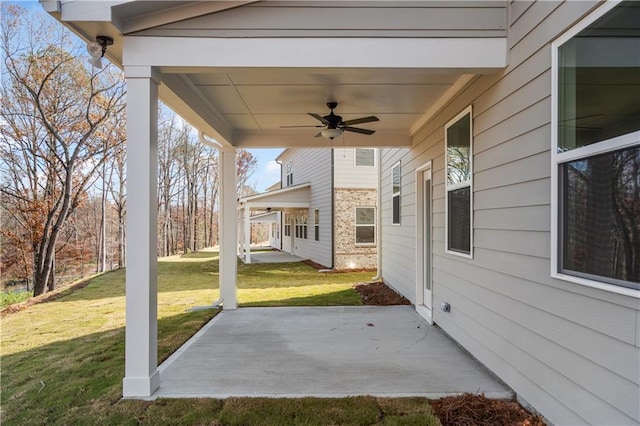 view of patio / terrace with ceiling fan