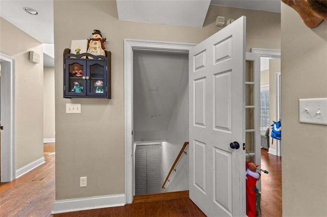 hall featuring dark hardwood / wood-style floors