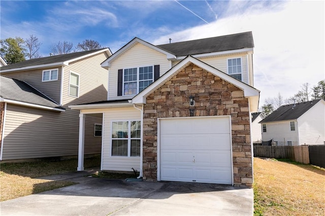 front of property with a garage