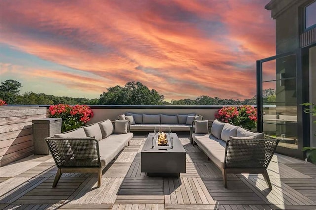 8200 Main St S Unit 1306, Woodstock, GA 30188 - wooden terrace featuring an outdoor living space with a fire pit