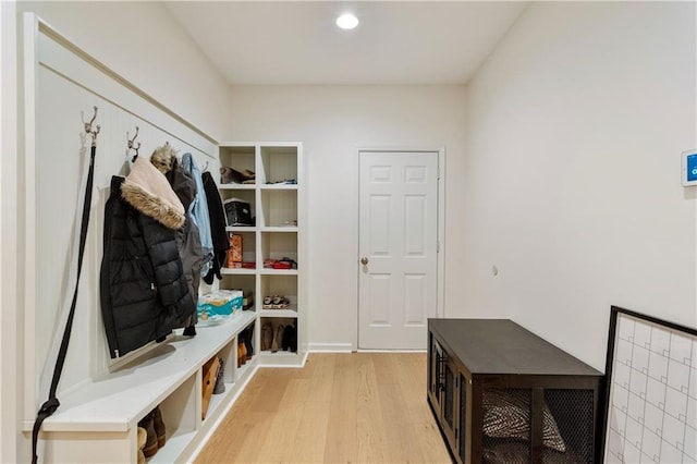 mudroom featuring light hardwood / wood-style floors