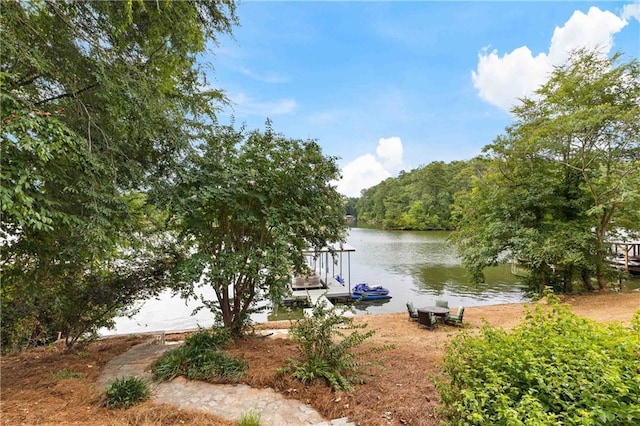 view of dock featuring a water view