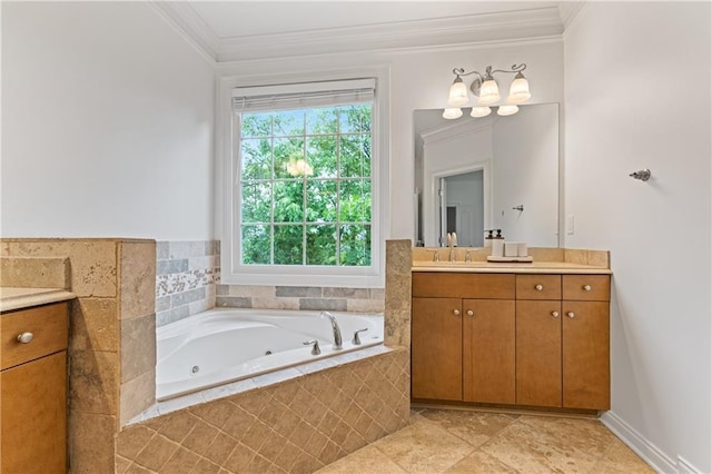 1003 Pearl Pt NE, Sandy Springs, GA 30328 - full bathroom featuring ornamental molding, vanity, and a whirlpool tub