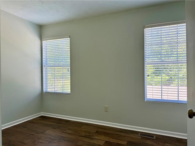 5105 N Bridges Dr, Alpharetta, GA 30022 - spare room featuring dark wood-type flooring, baseboards, healthy amount of natural light, and a textured ceiling