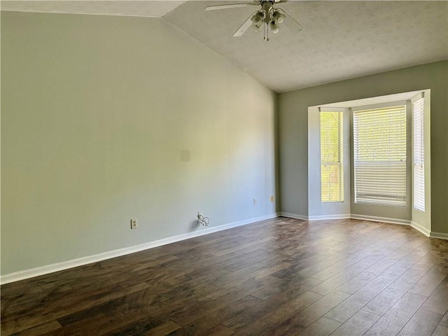5105 N Bridges Dr, Alpharetta, GA 30022 - unfurnished room featuring lofted ceiling, a ceiling fan, dark wood-style flooring, and baseboards