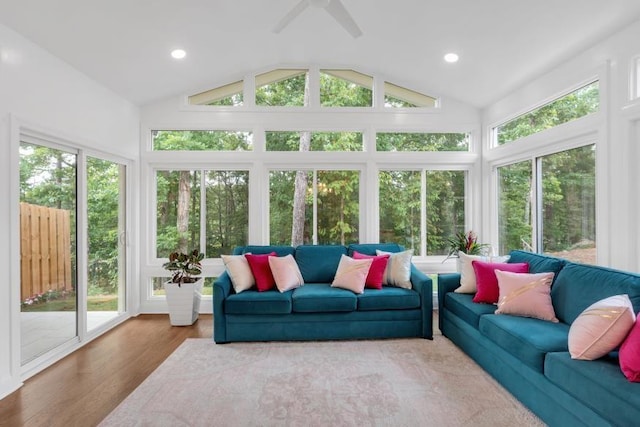 sunroom / solarium with vaulted ceiling