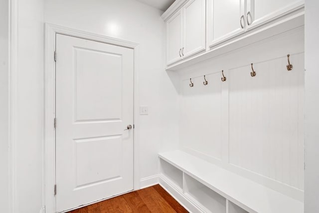 mudroom featuring dark hardwood / wood-style flooring