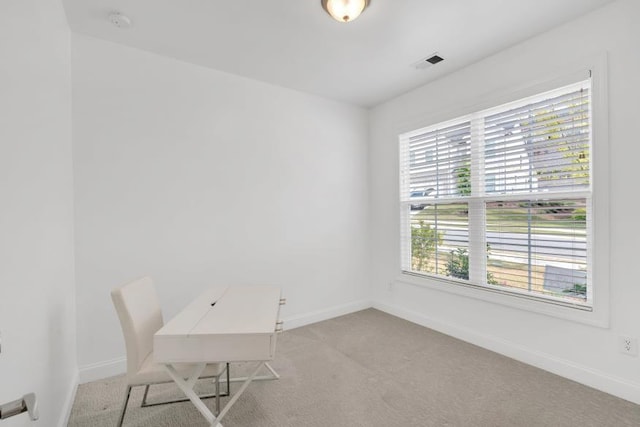 carpeted office with plenty of natural light