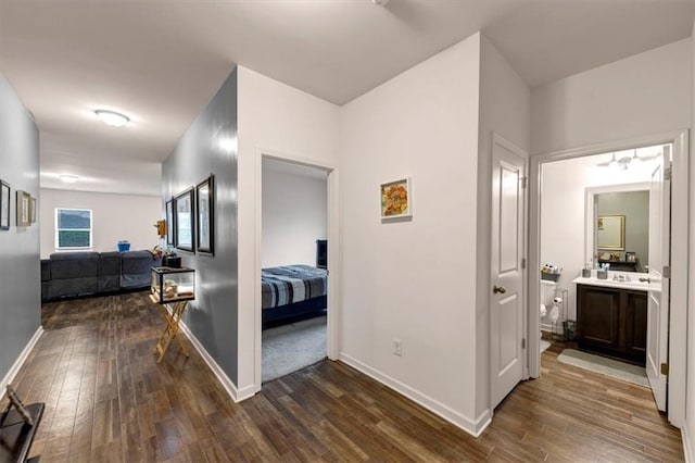 hall featuring dark hardwood / wood-style flooring