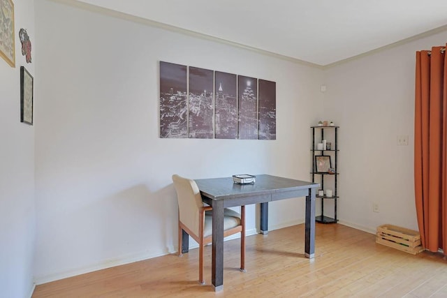 office with wood-type flooring