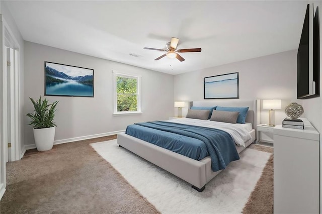 440 Colbert Rd, Dallas, GA 30132 - bedroom with baseboards, light colored carpet, and ceiling fan