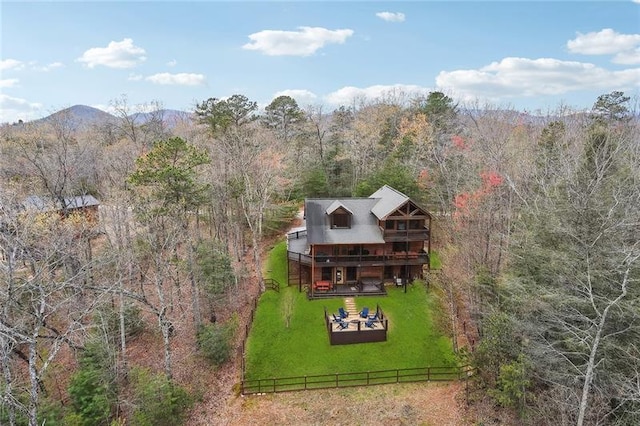 bird's eye view with a mountain view