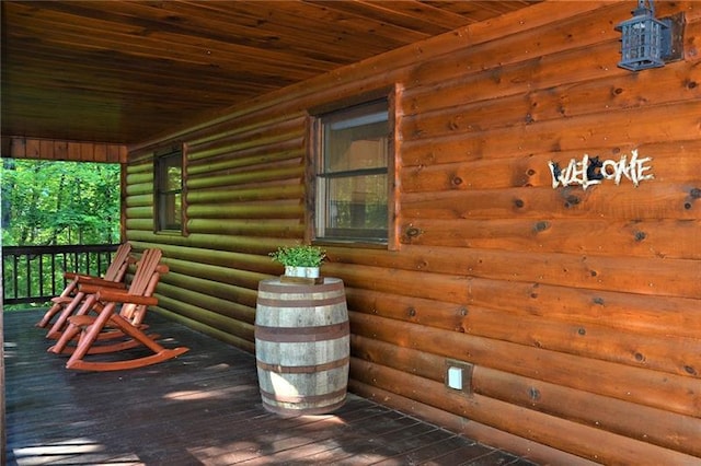 wooden deck featuring a porch