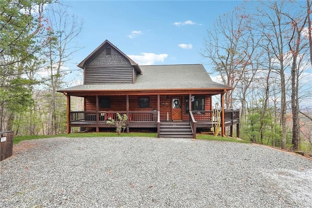 cabin with a porch