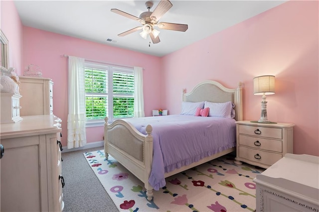 3392 Fall Branch Ln, Buford, GA 30519 - bedroom with a ceiling fan and light colored carpet
