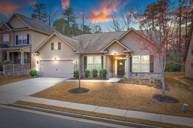 craftsman inspired home featuring a garage