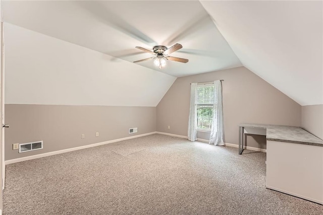 245 Sutallee Ridge Ln NE, White, GA 30184 - bonus room with lofted ceiling, light carpet, baseboards, and a ceiling fan