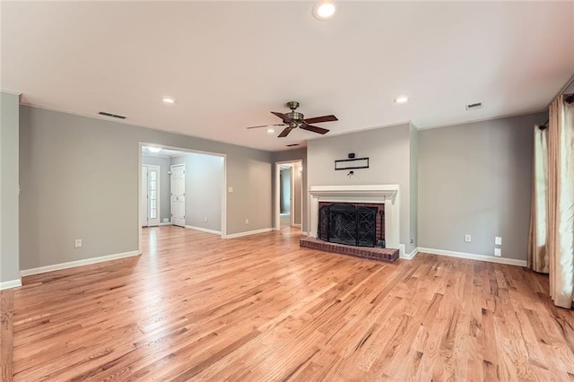 245 Sutallee Ridge Ln NE, White, GA 30184 - unfurnished living room with a ceiling fan, baseboards, light wood-style floors, recessed lighting, and ornamental molding