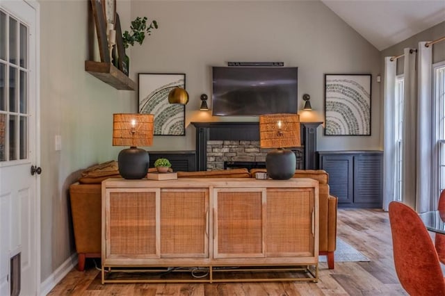 interior space featuring a fireplace