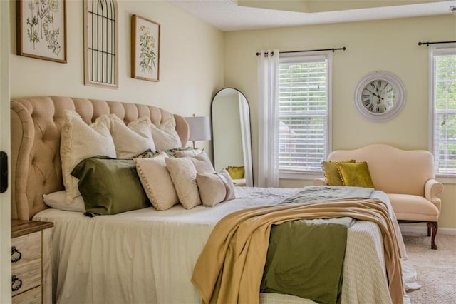 bedroom with carpet flooring and baseboards
