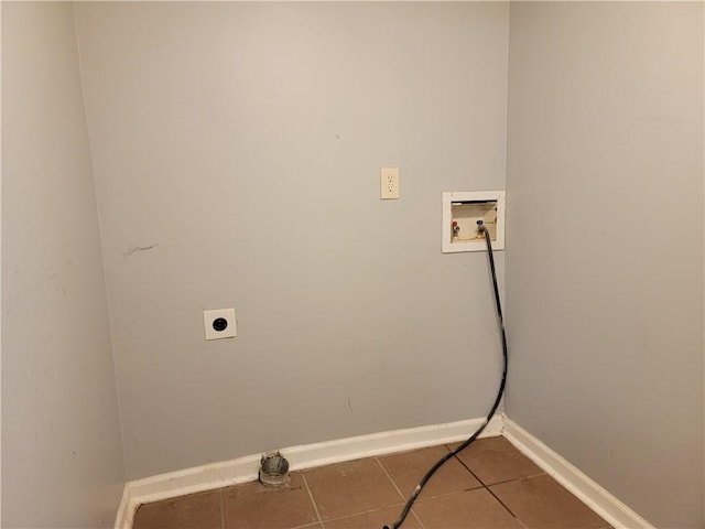 2940 Grand Ave SW, Atlanta, GA 30315 - laundry area featuring hookup for an electric dryer, baseboards, tile patterned flooring, washer hookup, and laundry area
