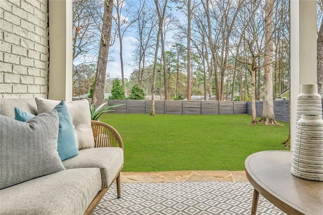 view of yard featuring a fenced backyard