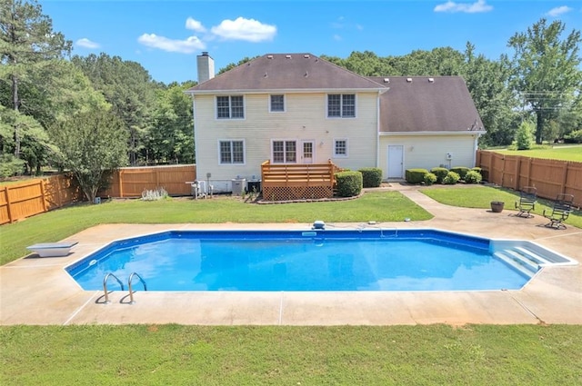 161 Honey Creek Rd, Mcdonough, GA 30252 - view of swimming pool featuring a wooden deck, a patio area, and cooling unit