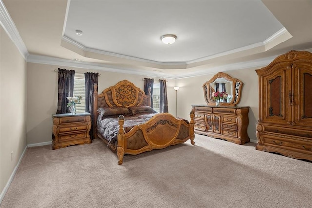 1709 Grove Ct SE, Conyers, GA 30013 - bedroom featuring a raised ceiling, carpet floors, ornamental molding, and baseboards