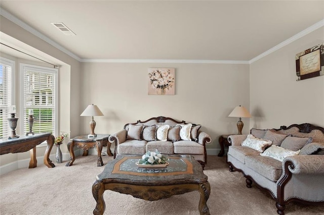1709 Grove Ct SE, Conyers, GA 30013 - living area featuring crown molding, carpet floors, and baseboards