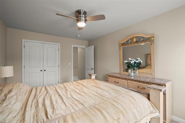 1709 Grove Ct SE, Conyers, GA 30013 - bedroom featuring a closet, ceiling fan, and baseboards