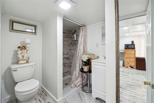 65 Bear Mountain Trl, Cleveland, GA 30528 - bathroom with baseboards, toilet, a stall shower, and vanity