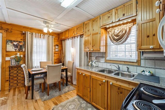 65 Bear Mountain Trl, Cleveland, GA 30528 - kitchen featuring light countertops, light wood-style flooring, black / electric stove, and a sink