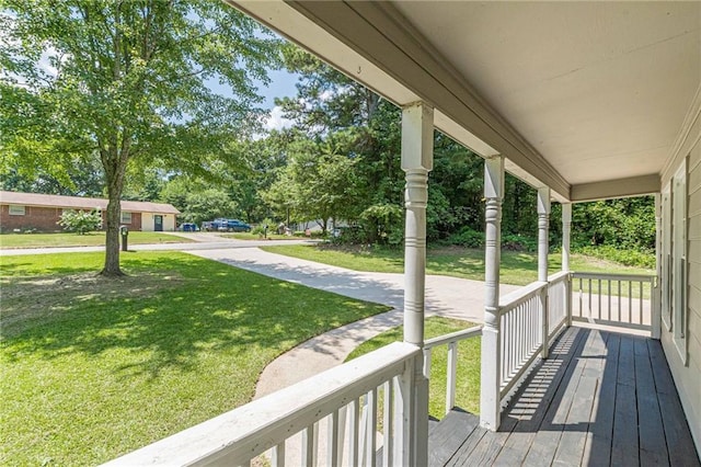 wooden deck with covered porch