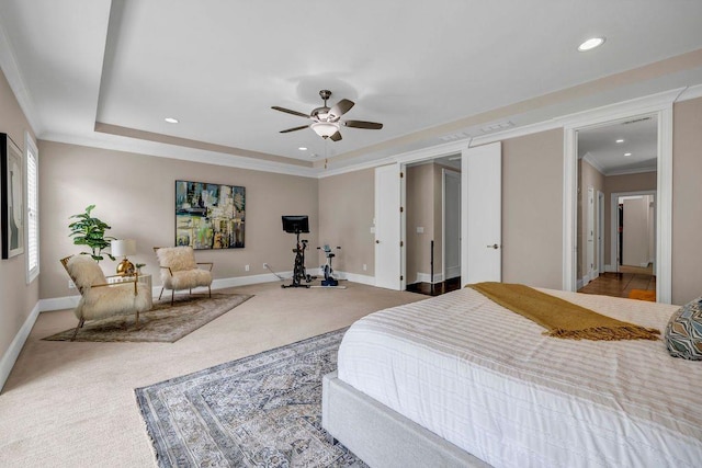 1120 Cordia Ave NW, Atlanta, GA 30318 - carpeted bedroom with recessed lighting, baseboards, a ceiling fan, and ornamental molding