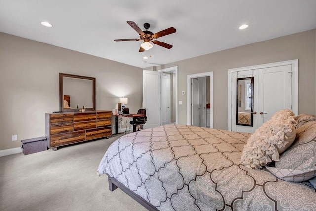 1120 Cordia Ave NW, Atlanta, GA 30318 - carpeted bedroom featuring recessed lighting, baseboards, and a ceiling fan