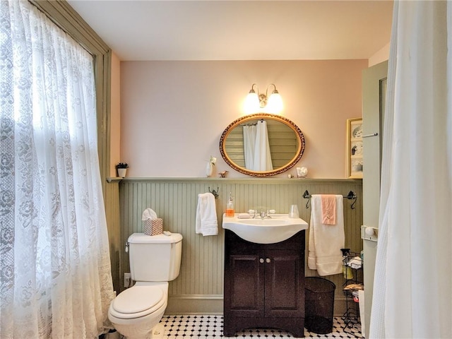 bathroom with toilet and vanity