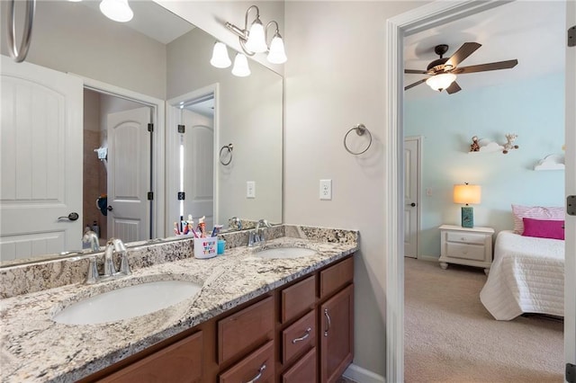 416 Battlefield Creek Dr, Marietta, GA 30064 - ensuite bathroom featuring double vanity and ceiling fan