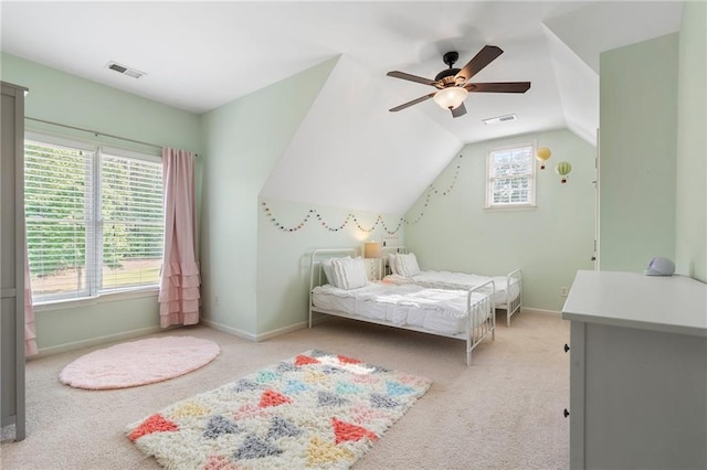 416 Battlefield Creek Dr, Marietta, GA 30064 - carpeted bedroom with lofted ceiling and a ceiling fan