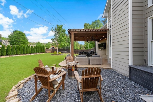 416 Battlefield Creek Dr, Marietta, GA 30064 - view of patio / terrace with an outdoor fire pit and a pergola