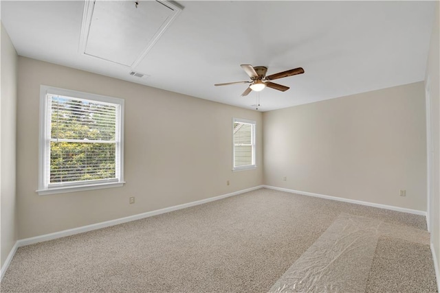 1368 Poplar Pointe SE, Smyrna, GA 30082 - carpeted empty room with attic access, a ceiling fan, and baseboards