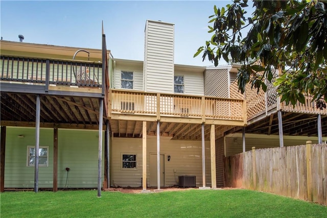 1368 Poplar Pointe SE, Smyrna, GA 30082 - back of property with a deck, cooling unit, and a chimney