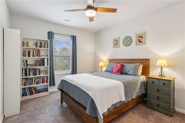 bedroom with carpet and ceiling fan